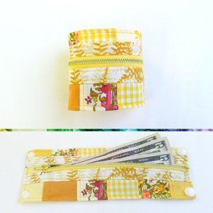 Hidden Pocket Bracelet - Yellow Patchwork - Cuff